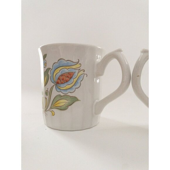 Set Of 2 Vintage Floral Ceramic Mugs With Handle Retro Bright 70s - Picture 8 of 12
